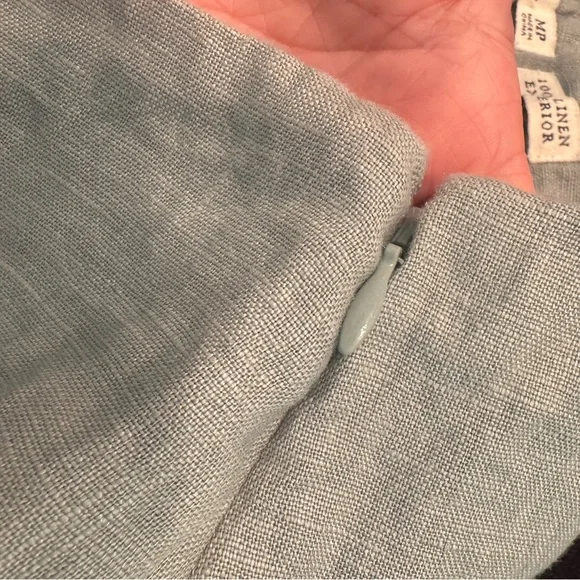 New w/o Tags Abercrombie & Fitch Premium Linen Scallop-Hem Midi Skirt MP Sage - Picture 5 of 5